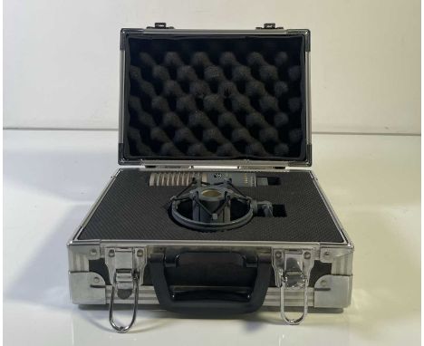 An SE Electronics R1 ribbon microphone in hard case.