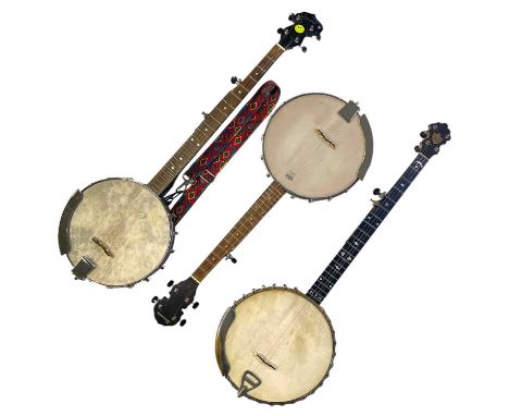 Collection of banjos to include a John Grey &amp; Sons banjo, an Ozark banjos with soft case and a Savannah SB-060 banjo.