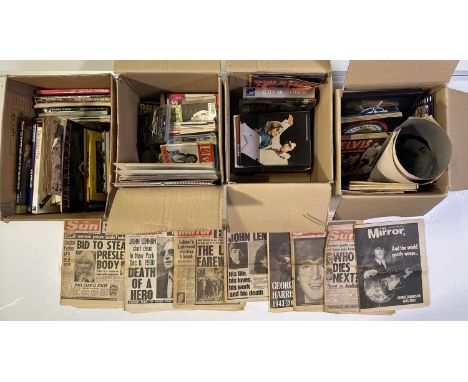 Large collection (approx 4 boxes) of mostly Elvis Presley memorabilia to inc: tribute style disc awards, Elvis Monthly magazi