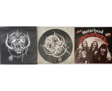 MOTORHEAD - LP / 12" PACK. A pack of 1 x LP, 1 x 12" and 1 x 12" picture disk. Titles are No Remorse (PROLP5, Ex/ Ex+ records