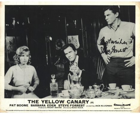 Steve Forrest signed The Yellow Canary 10x8 inch black and white lobby card. TV/Film, Entertainment autograph. Good condition
