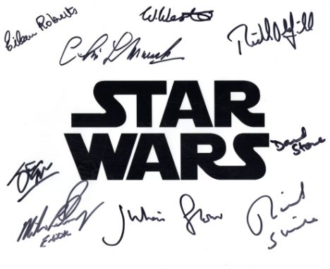Star Wars logo 8x10 photo signed by NINE actors who have appeared in Star Wars movie, including Julian Glover, Michael Henbur
