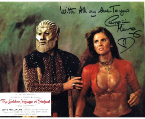 The Golden Voyage of Sinbad colour 8x10 movie scene photo signed by actress Caroline Munro. Good condition. All autographs co
