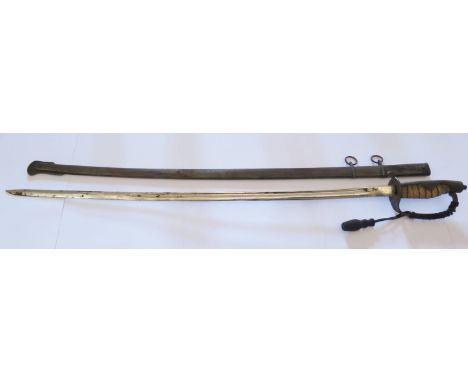 A Japanese Kyu Gunto Sword with scabbard, 74cm blade 