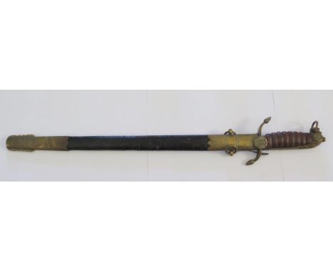 A Victorian 1879 Pattern Royal Navy Midshipman's Dirk with scabbard, 47cm blade 