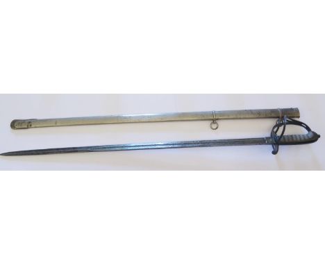 A Victorian 1845 Pattern Sword and scabbard with 84cm blade 