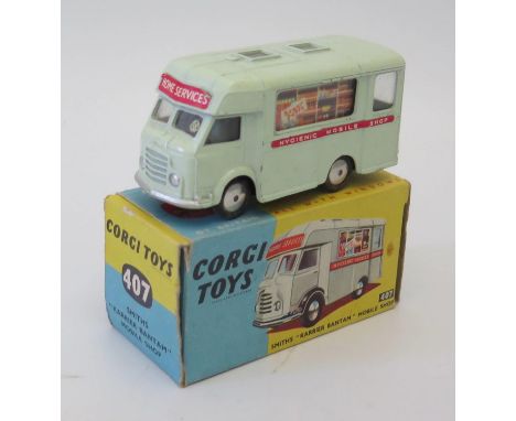 Corgi Diecast Model Toy _ 407 Smiths 'Karrier Bantam' Mobile Shop, model vgd. box gd. 