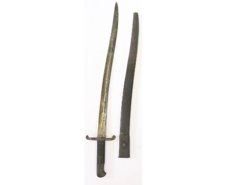 An 1856/58 British Bayonet with scabbard, 58cm blade stamped BM 