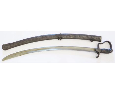 A Prussian 1796 Pattern Light Cavalry 'Blucher' Sabre with scabbard, the 82cm blade stamped S.K 314, hilt and scabbard stampe