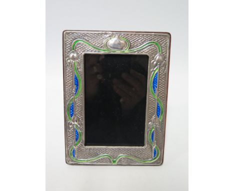 A Silver and Enamel Photograph Frame, 13 x 9cm aperture