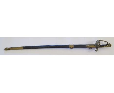 A 19th Century German Naval Officer's Sword, the 69cm blade with scabbard 