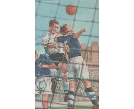 Nat Lofthouse (Bolton) Signed 9 x 5 inch Colour Artwork Print on Magazine Page. Good condition. All autographs are genuine ha