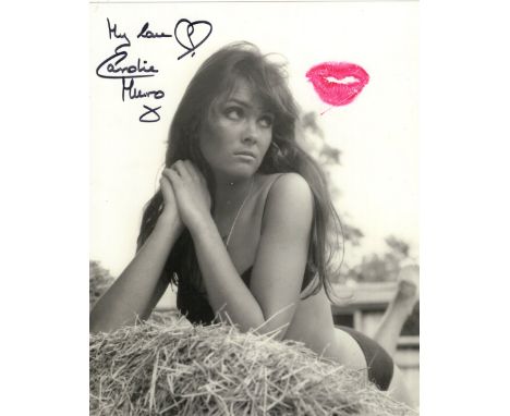 007 James Bond actress Caroline Munro signed and kissed sexy pose 8x10 photo! She has personally kissed this making it a wond