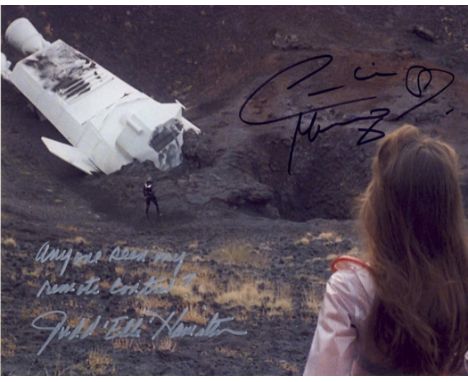 SALE! Starcrash Caroline Munro / Judd Hamilton hand signed 10x8 photo. This beautiful 10x8 hand signed photo depicts Caroline