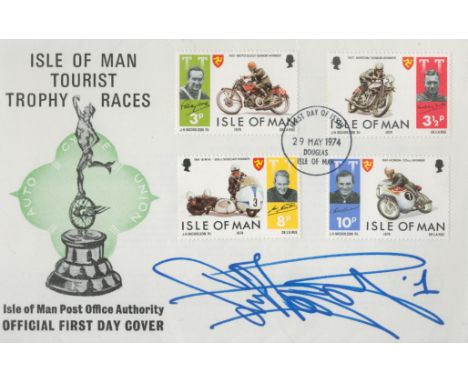 Motor Cycling Carl Fogarty signed Isle of Man TT FDC PM First Day of Issue 29 May 1974 Douglas Isle of Man. Good condition. A