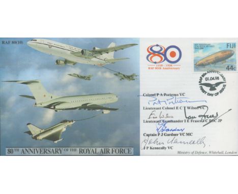 80th Anniversary of The RAF cover signed by Colonel P A Porteous, Lieutenant Colonel E C T Wilson, Lieutenant Commander I E F