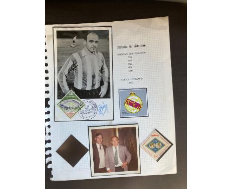 Alfredo Di Stefano signed 1963 portrait promo football card with Monaco stamp and special postmark. Good condition. All autog