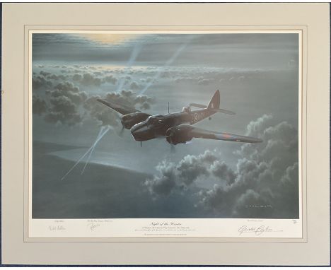 WW2. Gerald Coulson, Lady Aitken and The Rt Hon Viscount Rothermere signed Gerald Coulson colour print titled Night of the Hu
