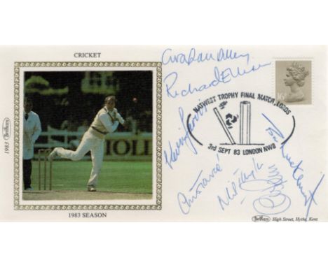 Cricket Kent Legends multi signed 1983 Benham FDC signatures include Graham Dilley, Richard Ellison ,Kevin Jarvis , Chris Tav