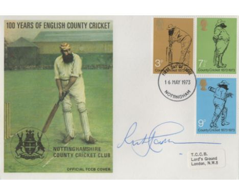 Cricket Richard Hadlee signed 100 Years of English County Cricket Nottinghamshire County Cricket Club FDC First Day of Issue 