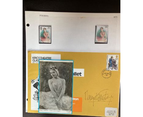 Ballet Dame Margot Fonteyn signed 1975 envelope and b/w portrait photo. Good condition. All autographs are genuine hand signe
