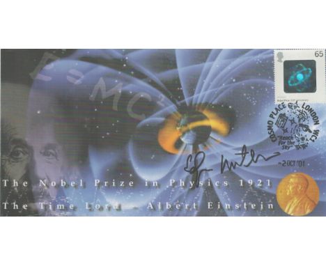 NASA Astronaut Apollo 14 moonwalker Dr Edgar Mitchell signed Space Nobel Prize 2001 postmarked cover. Commemorates The Nobel 
