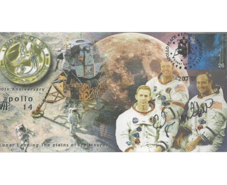 Apollo 14 moonwalker Dr Edgar Mitchell signed Space cover NASA Astronaut. 30th Anniversary Apollo 2001 postmarked cover. supe