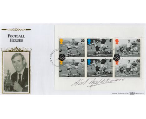 Football Nat Lofthouse signed Football Heroes Benham FDC PM Danny Blanchflower Tottenham London Nw 17 14th May 1996. Good con