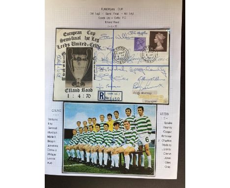 Celtic Lisbon Lions multiple signed 1970 European Cup football cover v Leeds. Signed by 12 of the team including McNeil, John