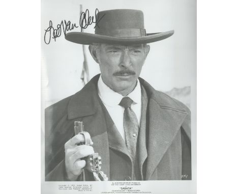 Lee Van Cleef signed 10x8 inch "Sabata" black and white promo photo. Good condition. All autographs are genuine hand signed a