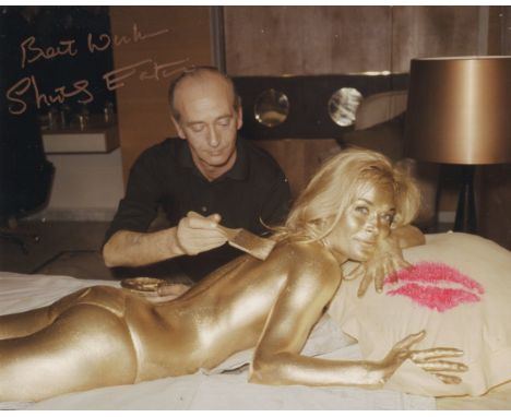 007 James Bond girl Shirley Eaton signed and kissed 8x10 photo from the film 'Goldfinger'! She has personally kissed this mak