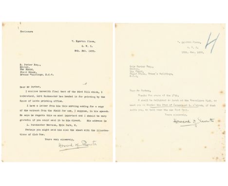 Baron Howard of Penrith TLS x 2: first dated 13th January 1933 regarding a lunch meeting at the Travellers Club to discuss th