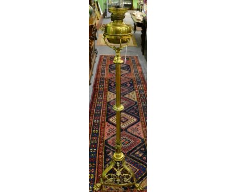 A Victorian brass telescopic standard oil lamp 