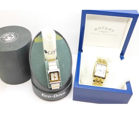 A Rotary wristwatch and a lady's Citizen Eco-Drive wristwatch, boxed 