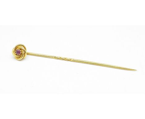 A 15ct gold and ruby stick pin, 1.5g 