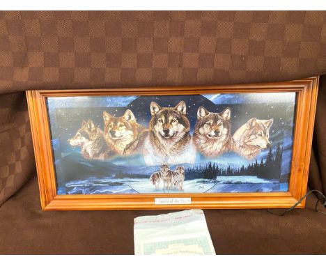 Spirit of the wolf by Al Agnew The Bradford Exchange framed light up picture measures approx 11.5 tall 23" wide