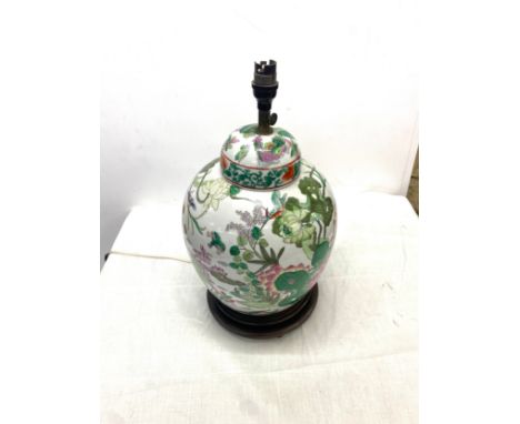 Floral ginger jar converted into a lamp, approximate height of ginger jar is 13 inches