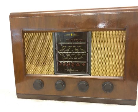 Large vintage Bush radio, 59 - 18-180, crack to front glass