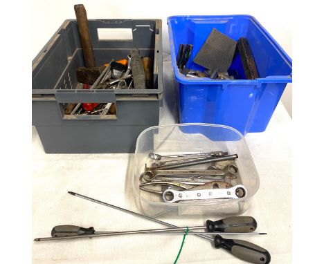 Selection of assorted tools includes spanners sockets etc 