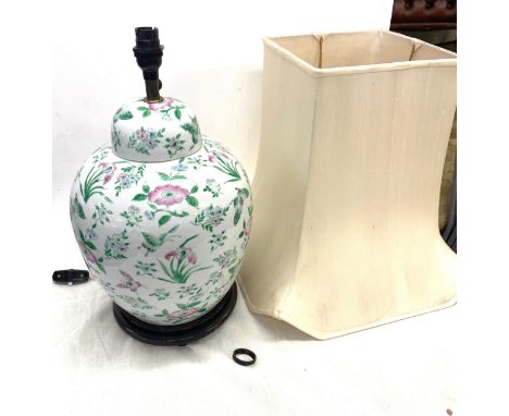Floral ginger jar converted into a lamp, approximate height of ginger jar is 13 inches