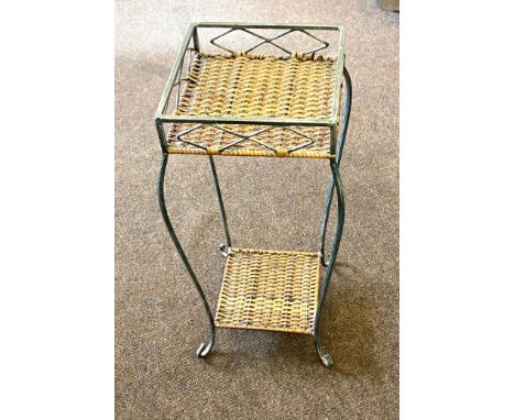 Wicker and metal lamp table measures approx 60cm tall