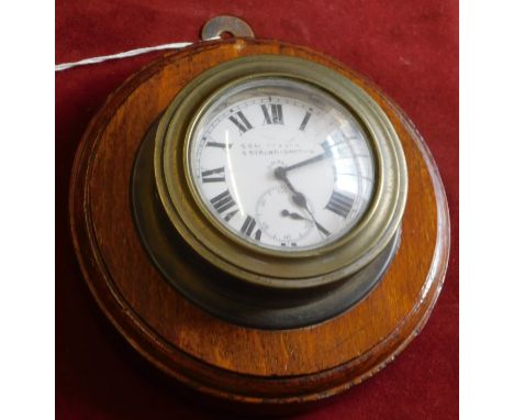 Ship cabin 8 day clock S. Smith &amp; Sons, Strand London, it is a pocket watch style clock which is mounted inside a metal c