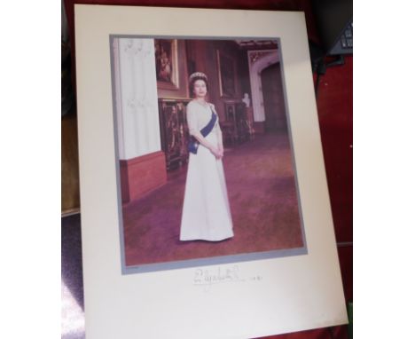 A portrait of H.M. Queen Elizabeth dated 1981 which has been signed, an excellent signature for Royalty collectors from the l