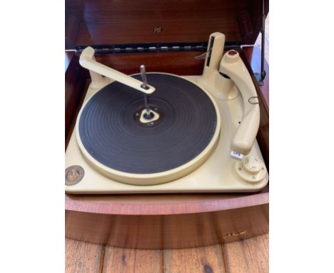 PYE RECORD PLAYER IN WOODEN CASE. A vintage Pye 'Black Box' portable gramophone with Monarch record changer playing deck, c.1