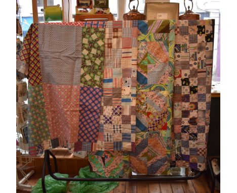 Quilt - 4 x unquilted patch work tops were recently discovered in the drawer of an oak dresser made by Glenn Heath, his widow