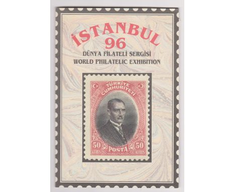 Turkey 1996 Turkish post envelope with Istanbul '96' Int Philatelic Exh card containing two postcards and seven envelopes, al