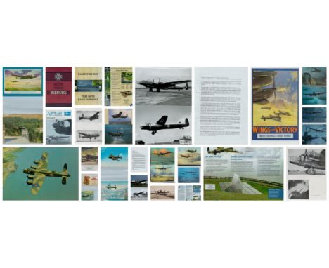 Aviation. Folder Collection of a variety Spitfires/Dambusters/Avro Lancaster Mark III colour cards photos plus black and whit