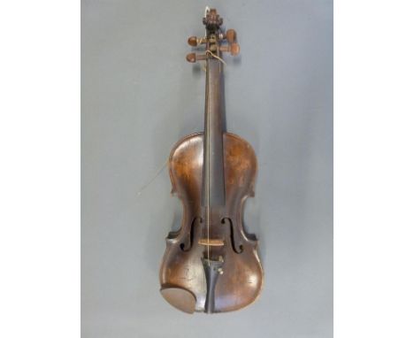 A late 19th/early 20thC violin labelled Stradivarius Cremonentis, 35.5cm back 
