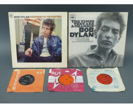 Approximately 50 various LPs including six Bob Dylan on orange CBS and approximately 40 60's pop singles 