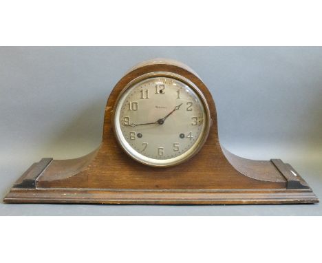 Waterbury Napoleon hat style mantel clock with two train movement, Arabic silvered dial